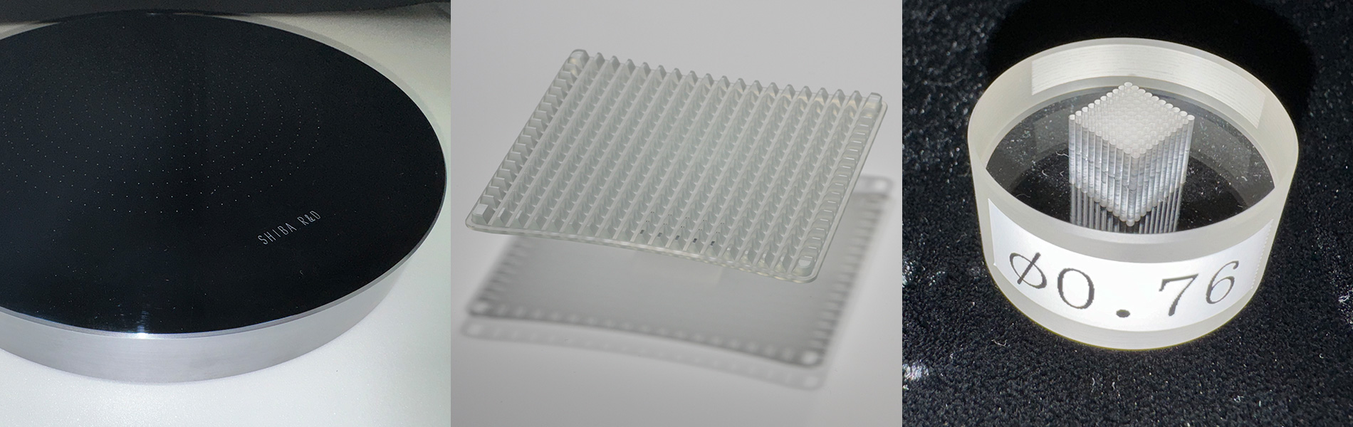 シリコン(Si) φ0.45mm／ソーダガラス φ0.4mm／パイレックス φ0.76mm